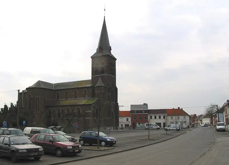 Bernissart (Belgique), le quartier de l'église de la Sainte-Vierge